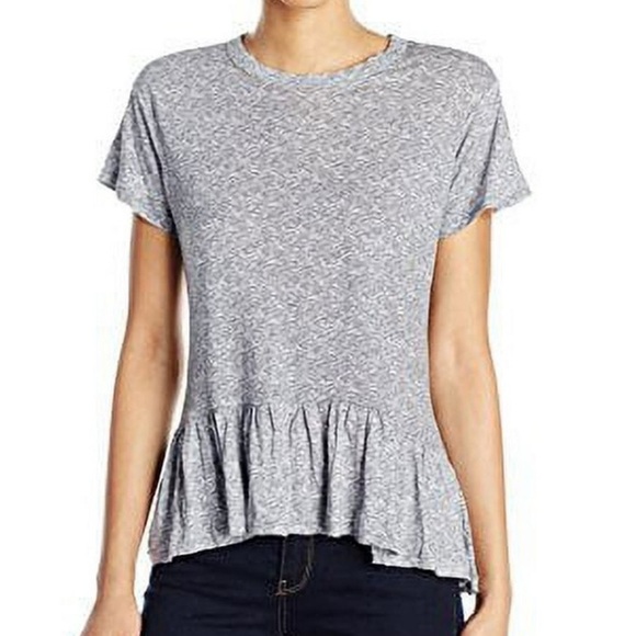 Calvin Klein Jeans NWT Gray Cold Stone Heather Peplum T-shirt Size Large - Picture 1 of 14